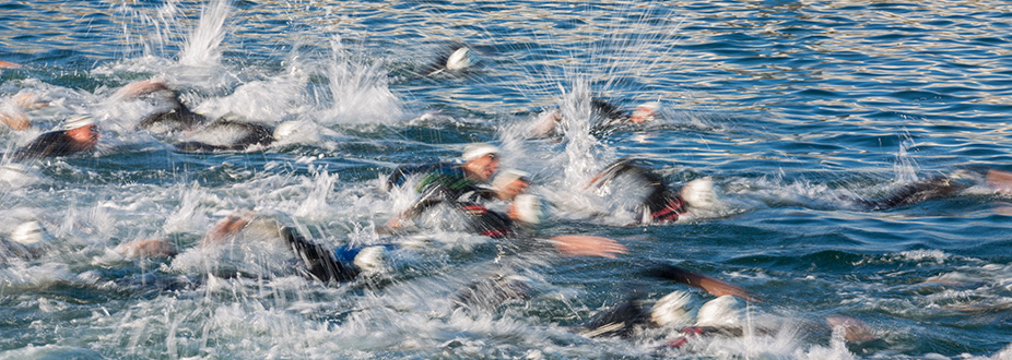 Ironman participants on the water